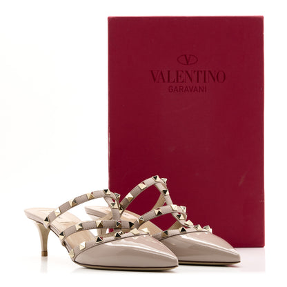 Valentino Garavani Patent Nappa Rockstud 50mm Cage Mules 38 Poudre 9 of 9