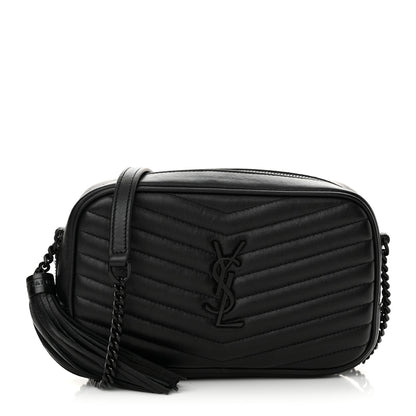 Saint Laurent Calfskin Matelasse Monochrome Monogram Mini Lou Camera Bag Black 1 of 10