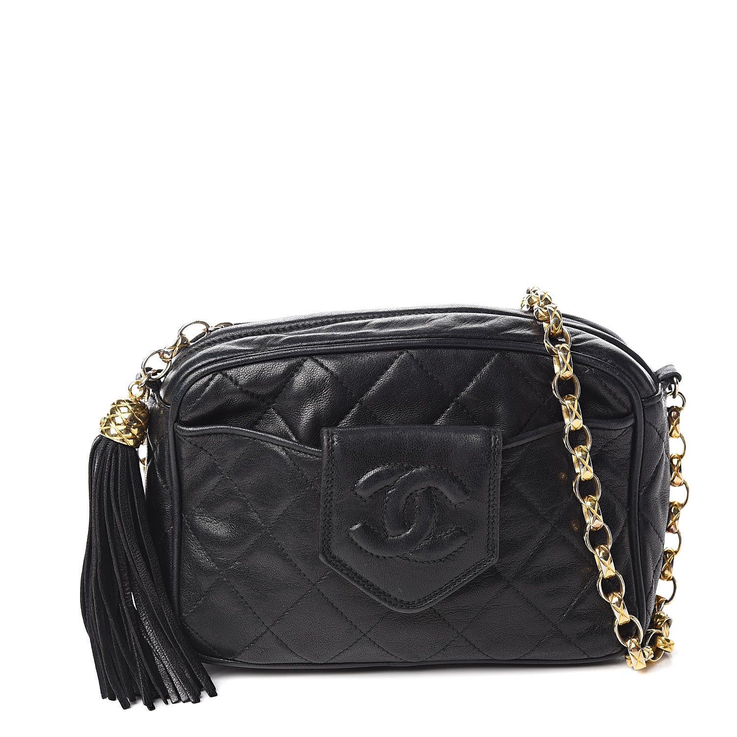 Chanel Lambskin Quilted Tassel Camera Case Black 1 of 14