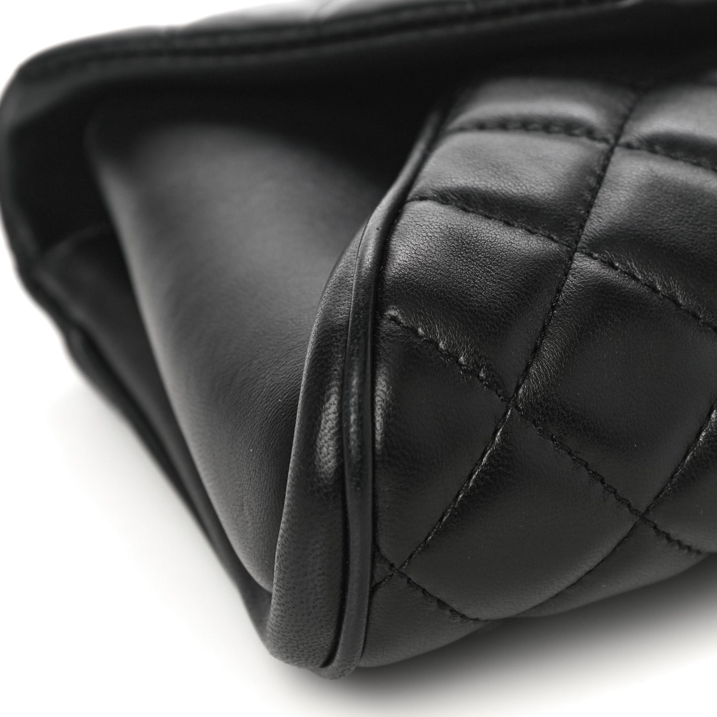 Lambskin Quilted Fold Up Again Clutch Black