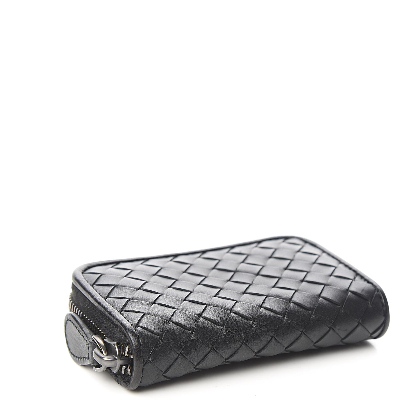 Nappa Intrecciato Zip Around Coin Purse Black