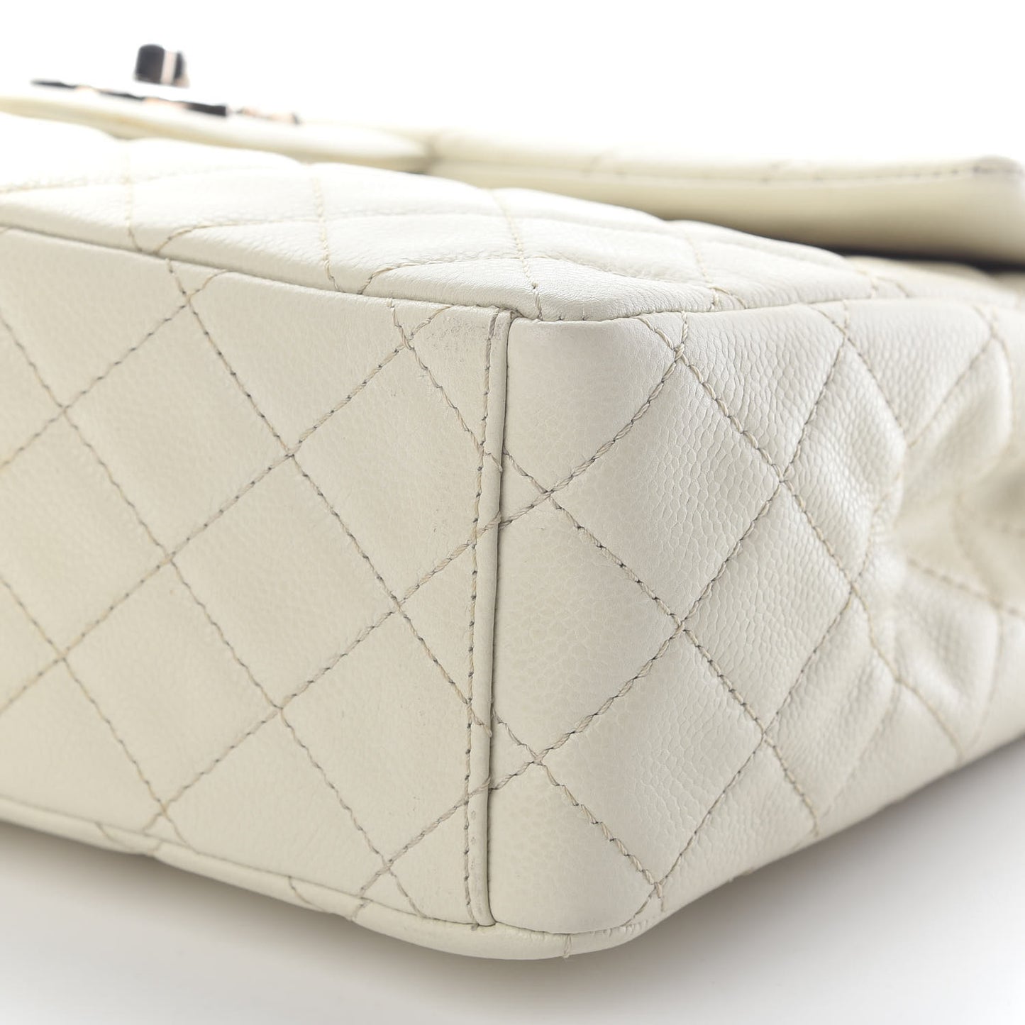 Caviar Quilted Maxi Single Flap White