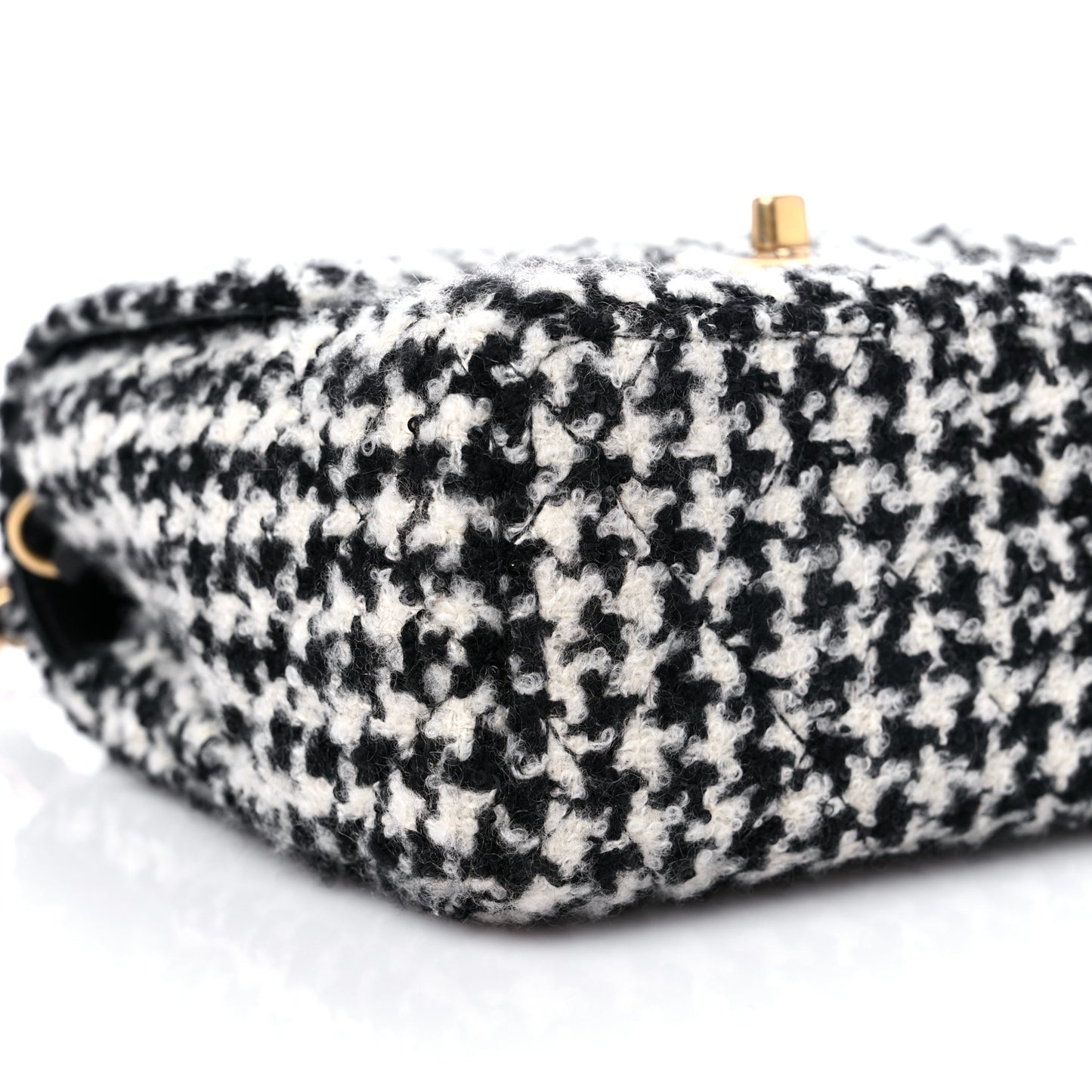 Tweed Houndstooth Mini Square Flap Black White