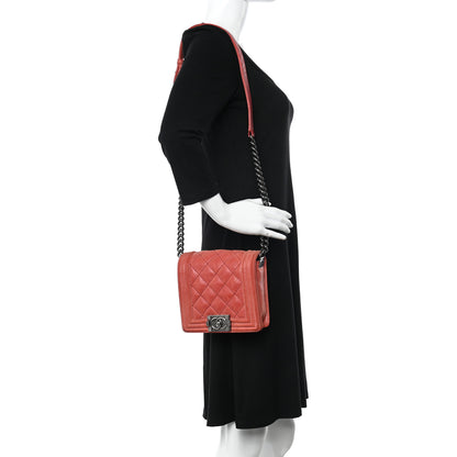 Chanel Iridescent Calfskin Quilted Small Gentle Square Boy Flap Red 2 of 13