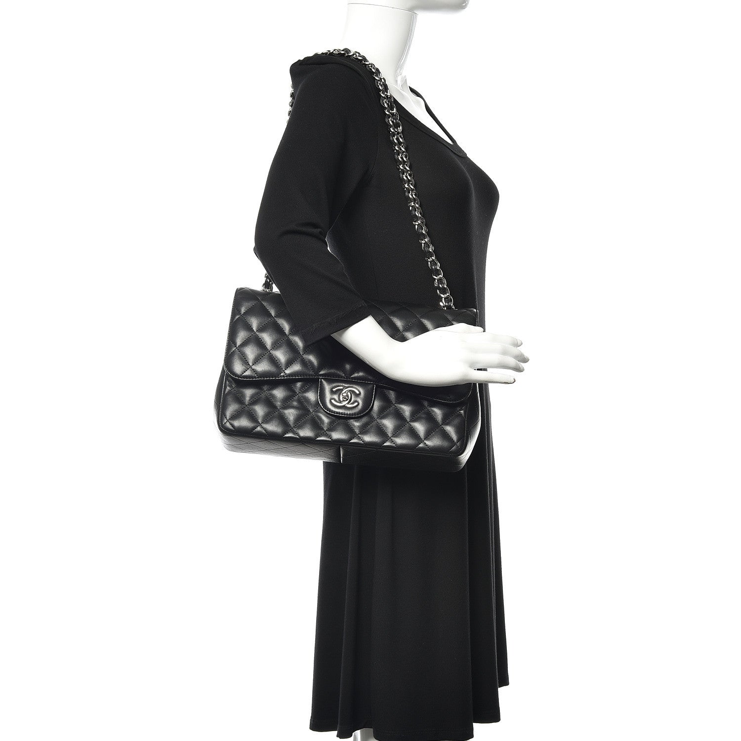 Chanel Lambskin Quilted Jumbo Double Flap Black 2 of 20