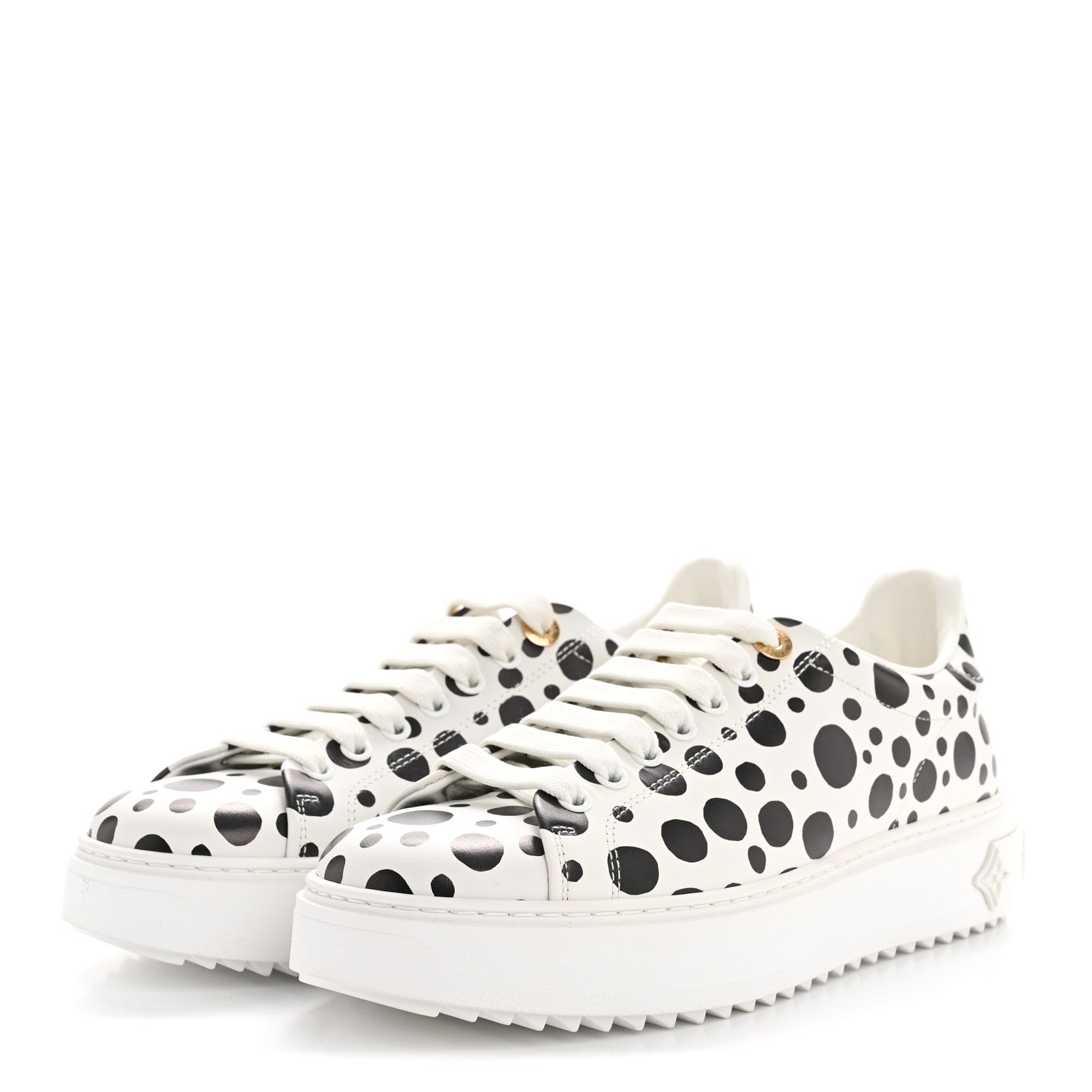 Louis Vuitton LV X YK Calfskin Printed Infinity Dots Time Out Sneakers 38 White 4 of 10