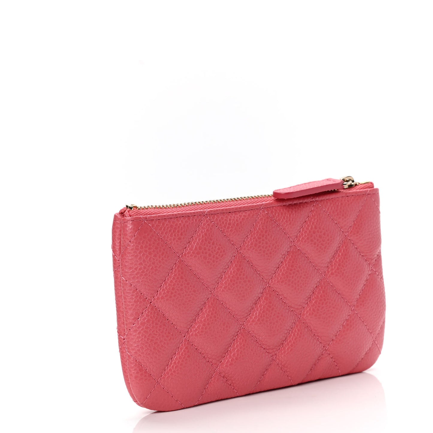 Caviar Quilted Small Cosmetic Case Dark Pink