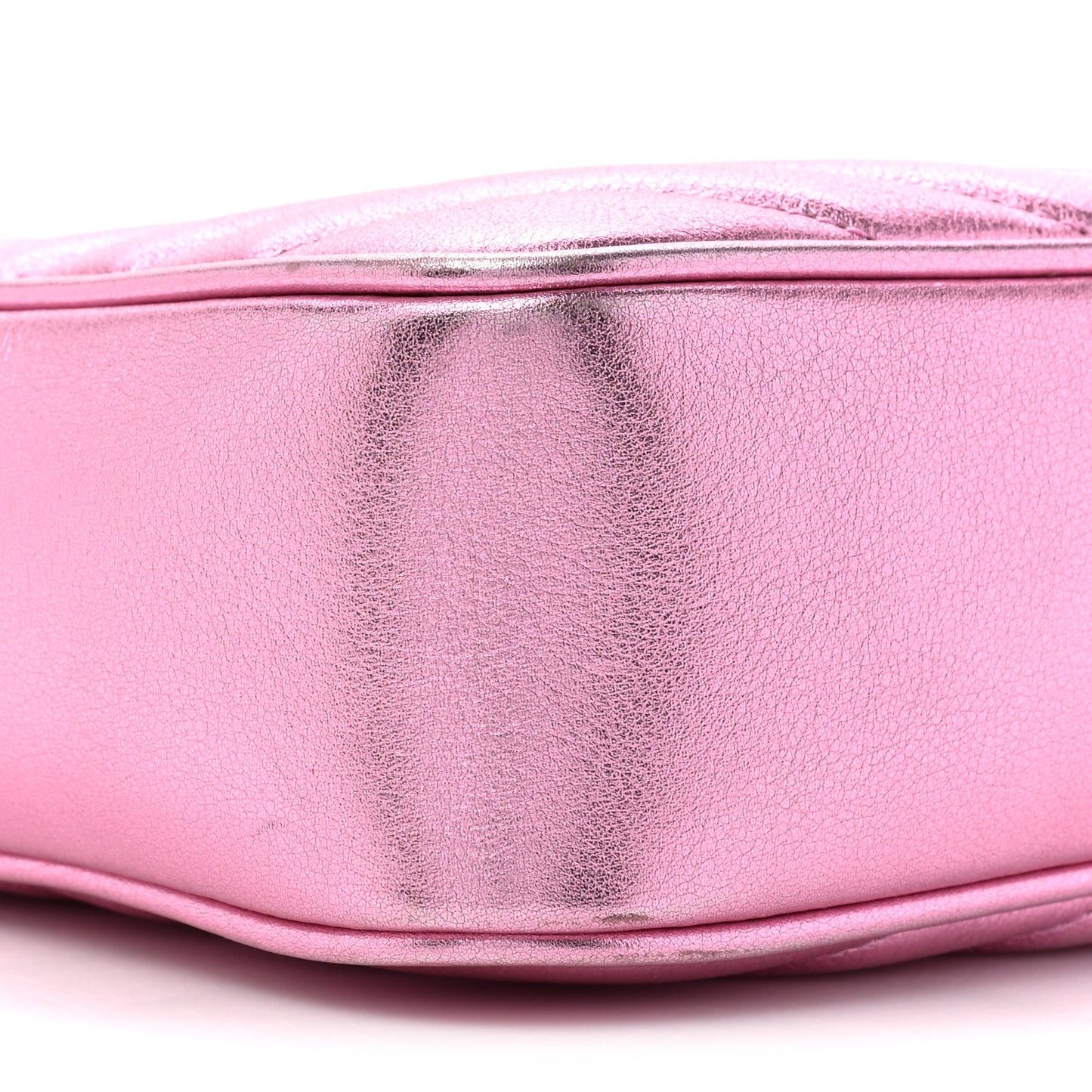 SAINT LAURENT Metallic Calfskin Matelasse Monogram Lou Camera Bag Vegas Pink