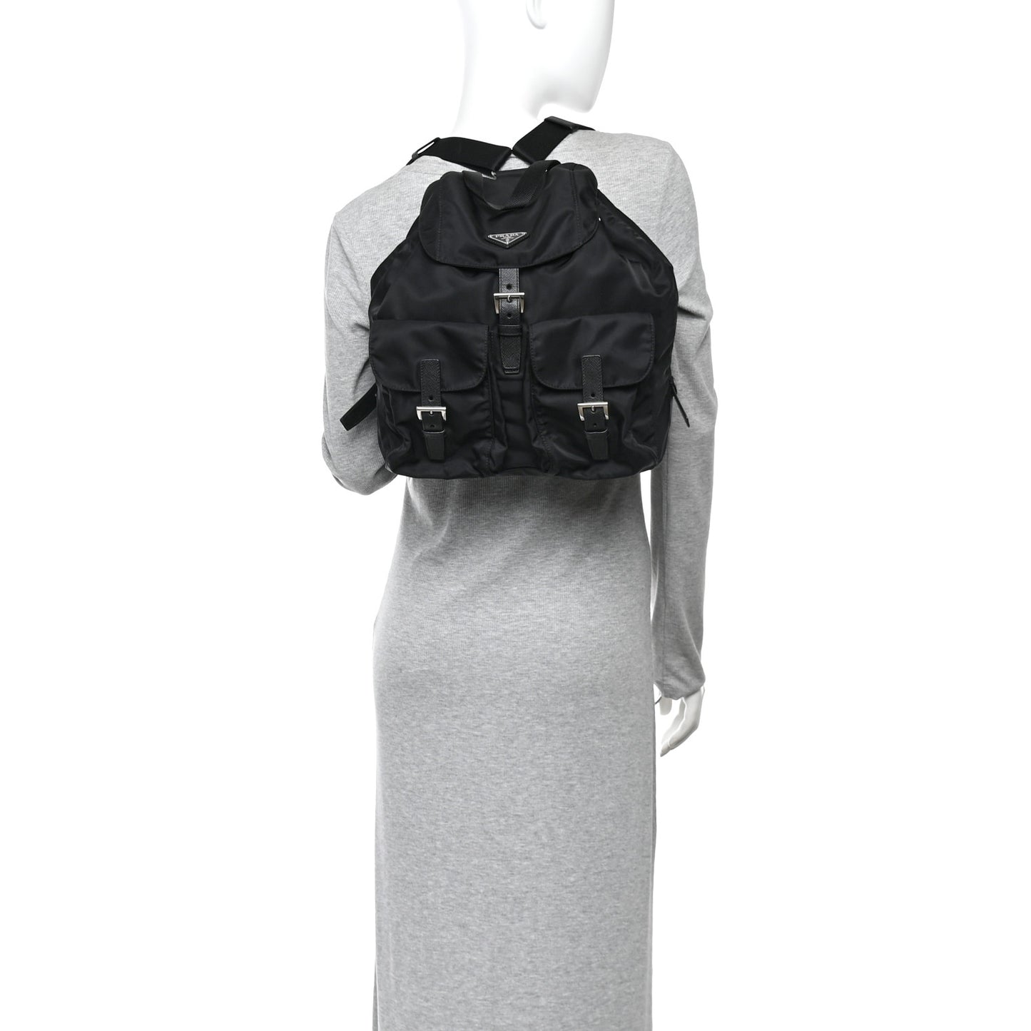 Tessuto Nylon Saffiano Medium Backpack Black
