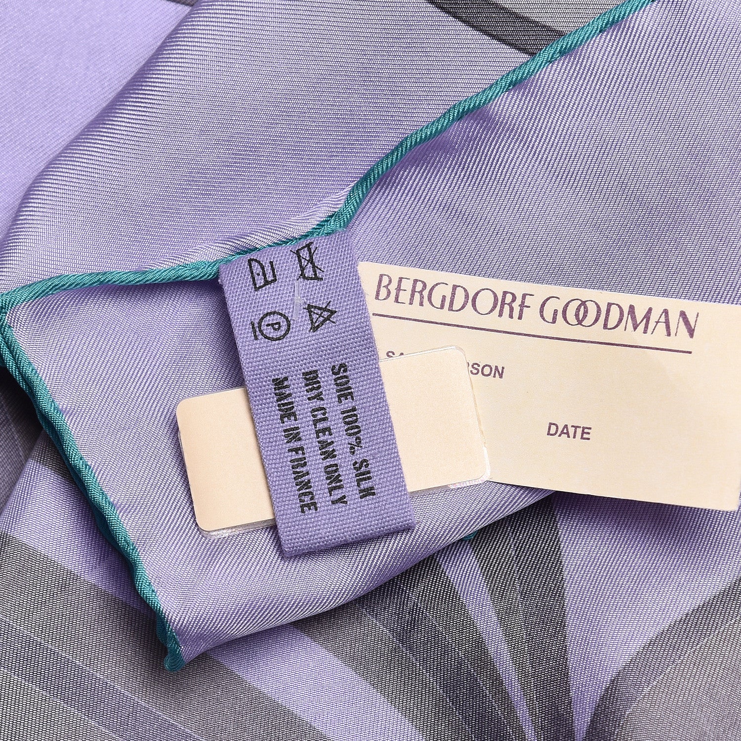 Hermes Silk Dip Dye Quadridge Scarf 140 Lilac Gris Chartreuse 5 of 6