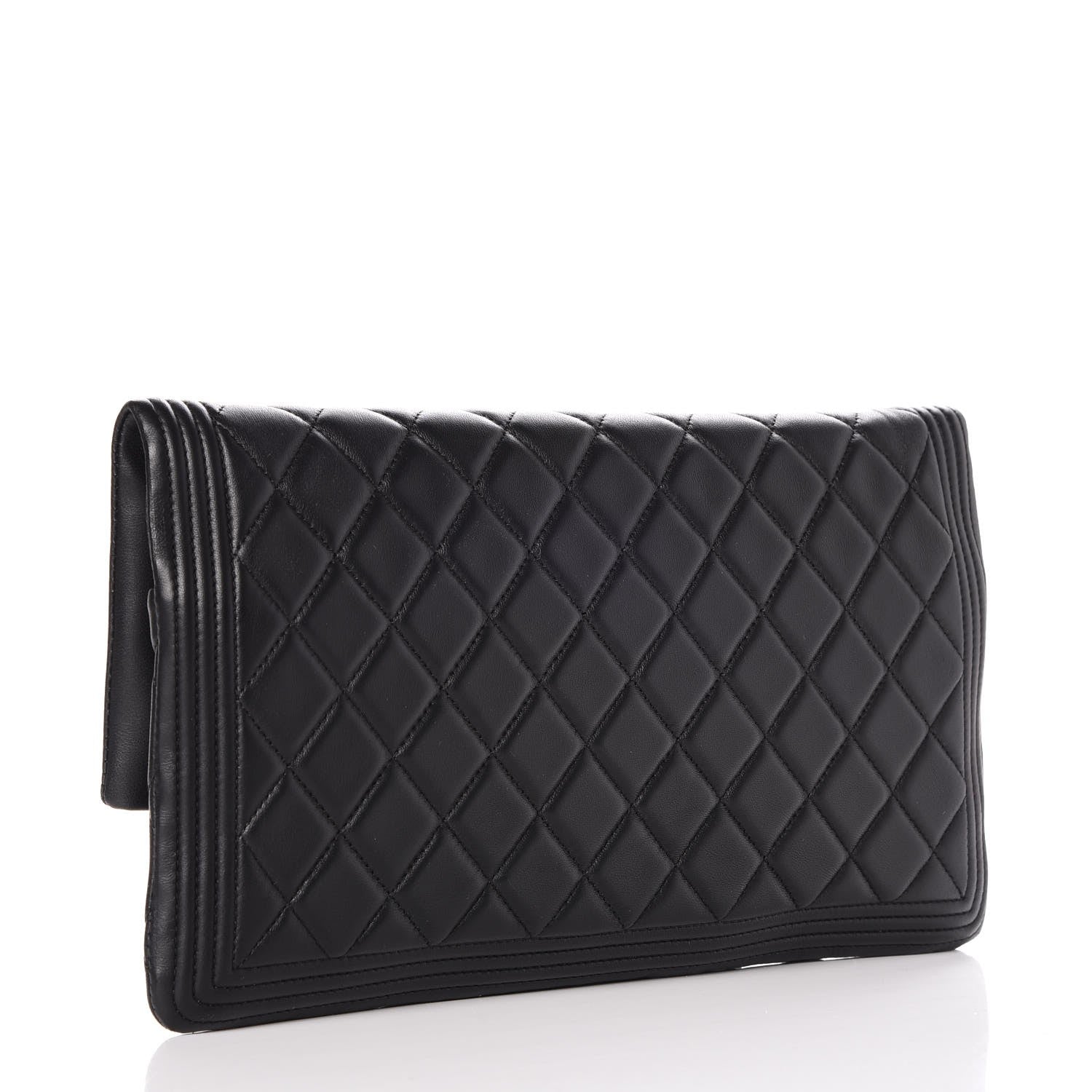 Chanel Lambskin Quilted Beauty CC Boy Clutch Black 3 of 8