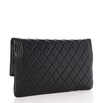 Chanel Lambskin Quilted Beauty CC Boy Clutch Black 3 of 8