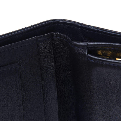 Chanel Lambskin Diamond Stitched Compact French Wallet Navy 16 of 18