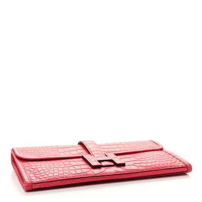 Hermes Matte Alligator Jige Duo Clutch Framboise 5 of 8