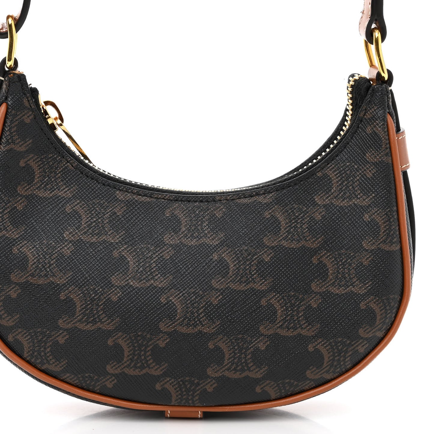 Canvas Calfskin Mini Ava Triomphe Shoulder Bag Tan