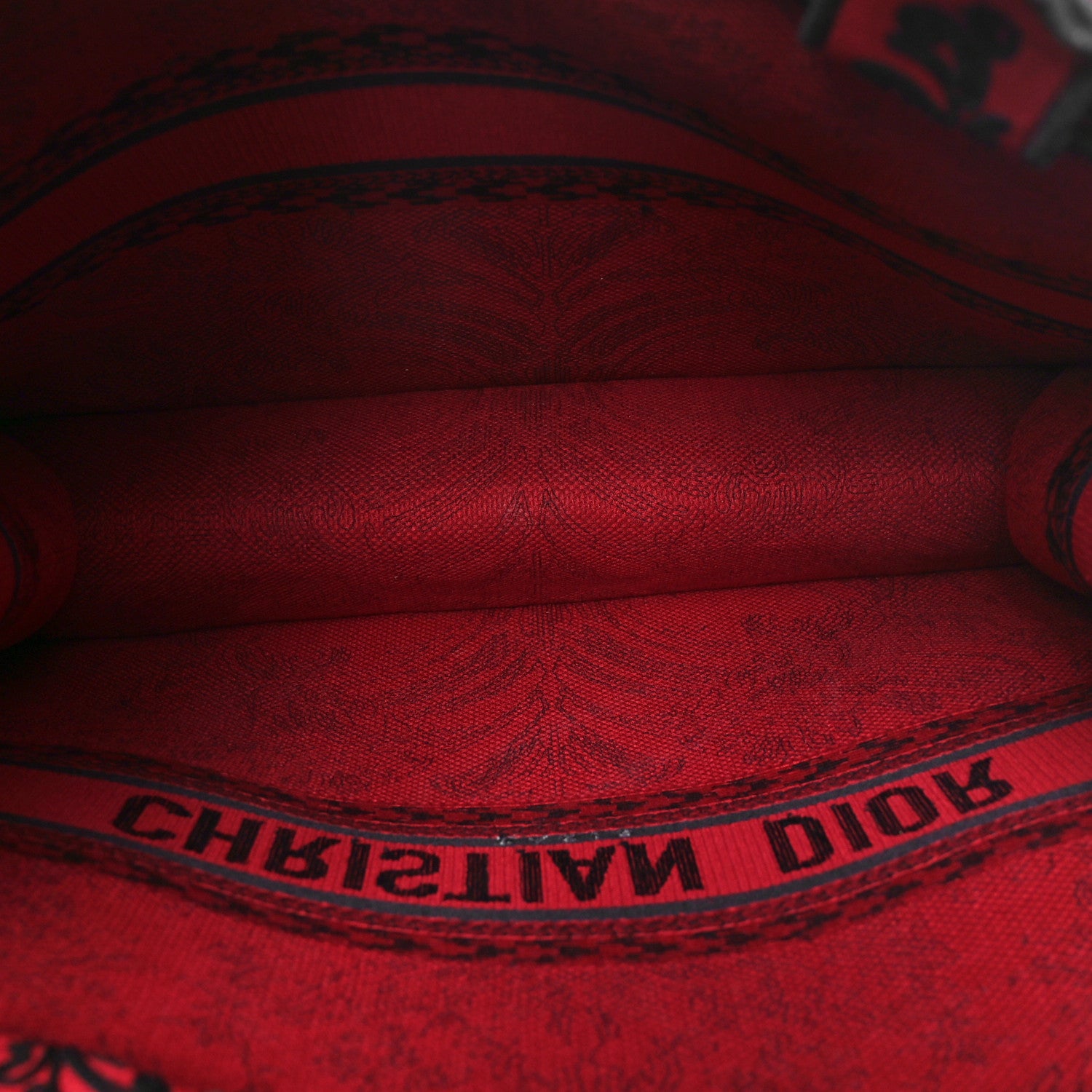 Christian Dior Canvas Embroidered Large Ornamental Cornely Effect Book Tote Red Black 6 of 10