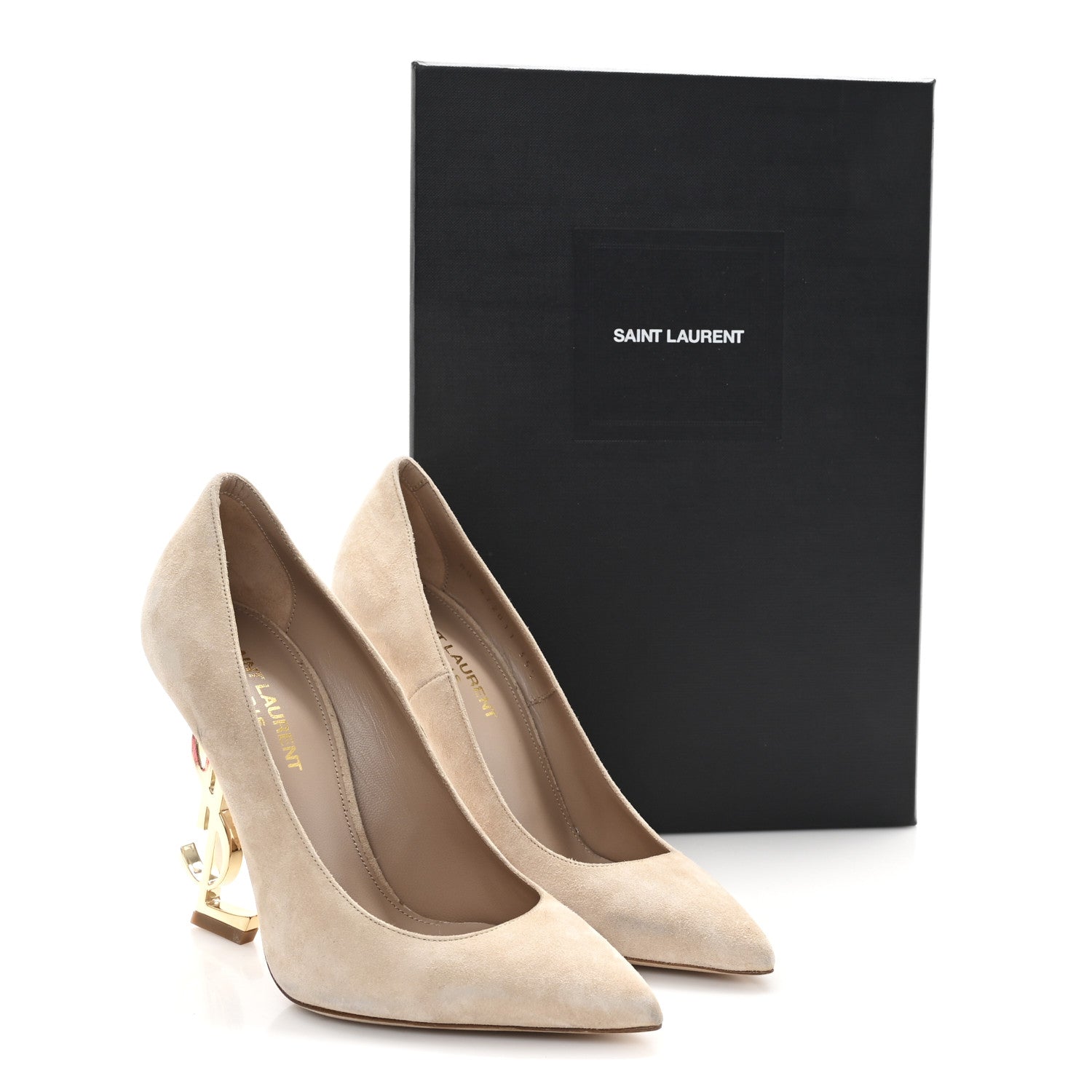 Saint Laurent Suede Calfskin Opyum 110 Pumps 35.5 Misia Gold 11 of 11