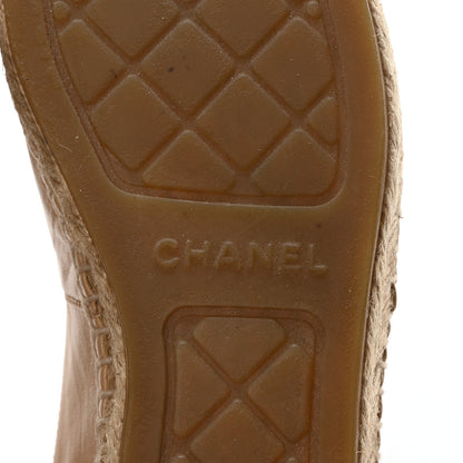 Chanel Lambskin CC Espadrilles 37 Beige Black 7 of 9