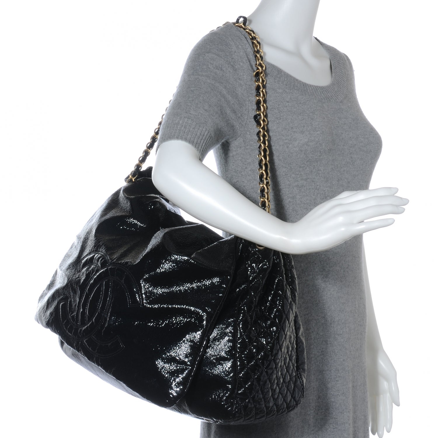 Chanel Vinyl Rock and Chain XL Flap Black 2 of 7