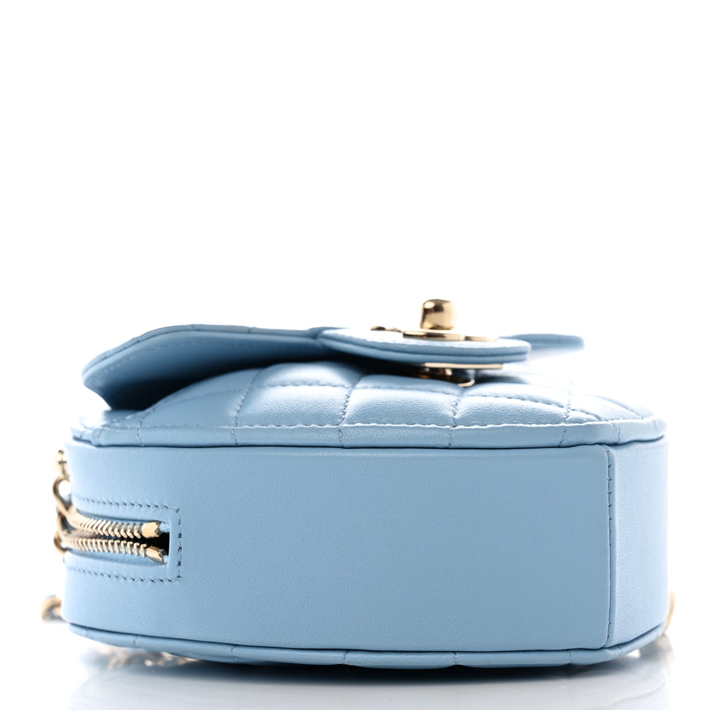 Lambskin Quilted CC In Love Heart Clutch With Chain Light Blue