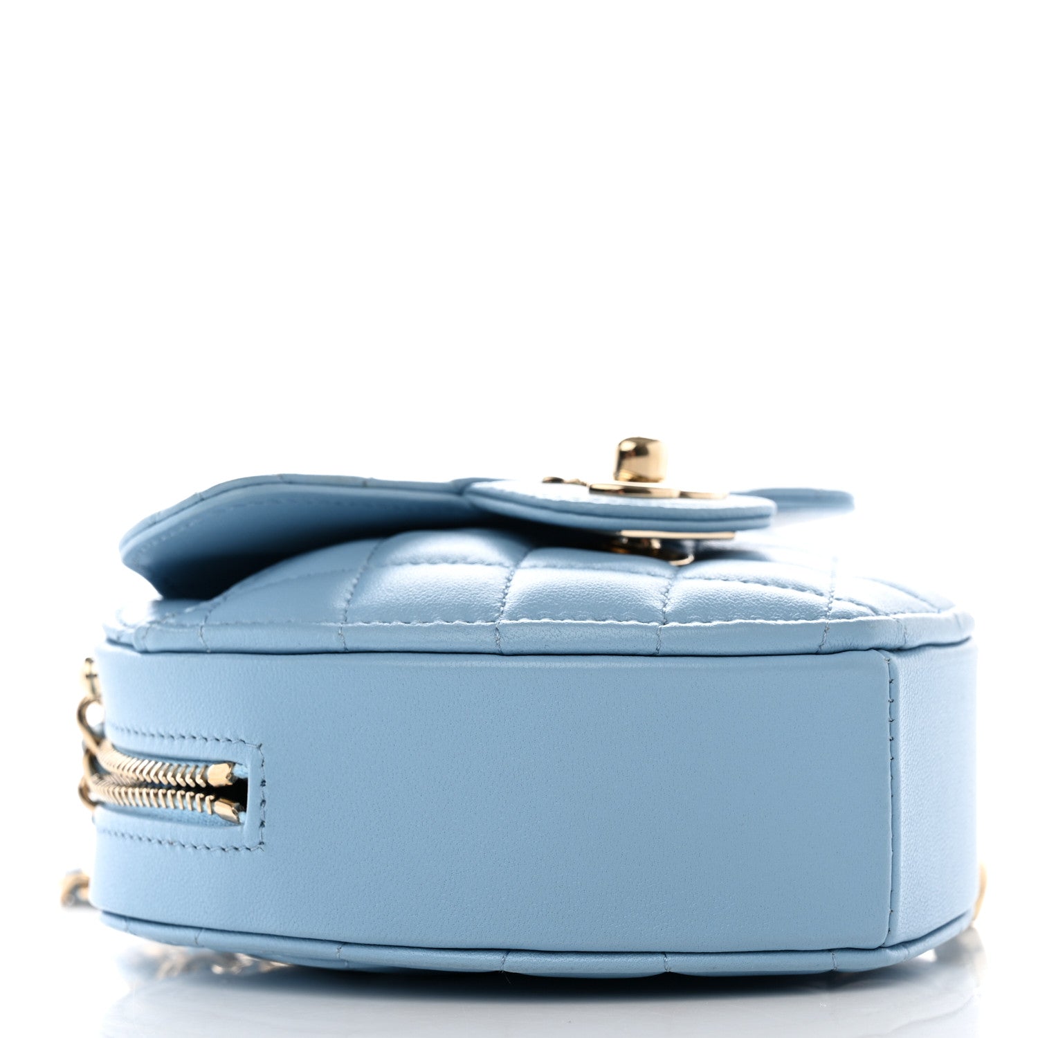 Chanel Lambskin Quilted CC In Love Heart Clutch With Chain Light Blue 9 of 12
