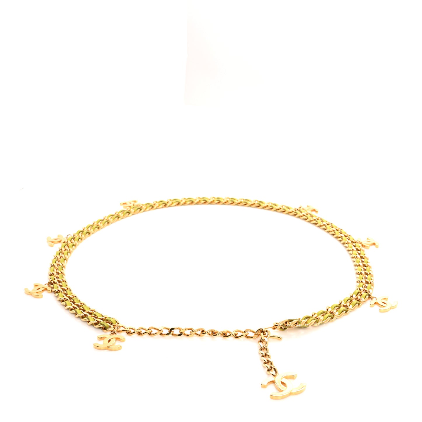 Lambskin CC Chain Belt Green Gold