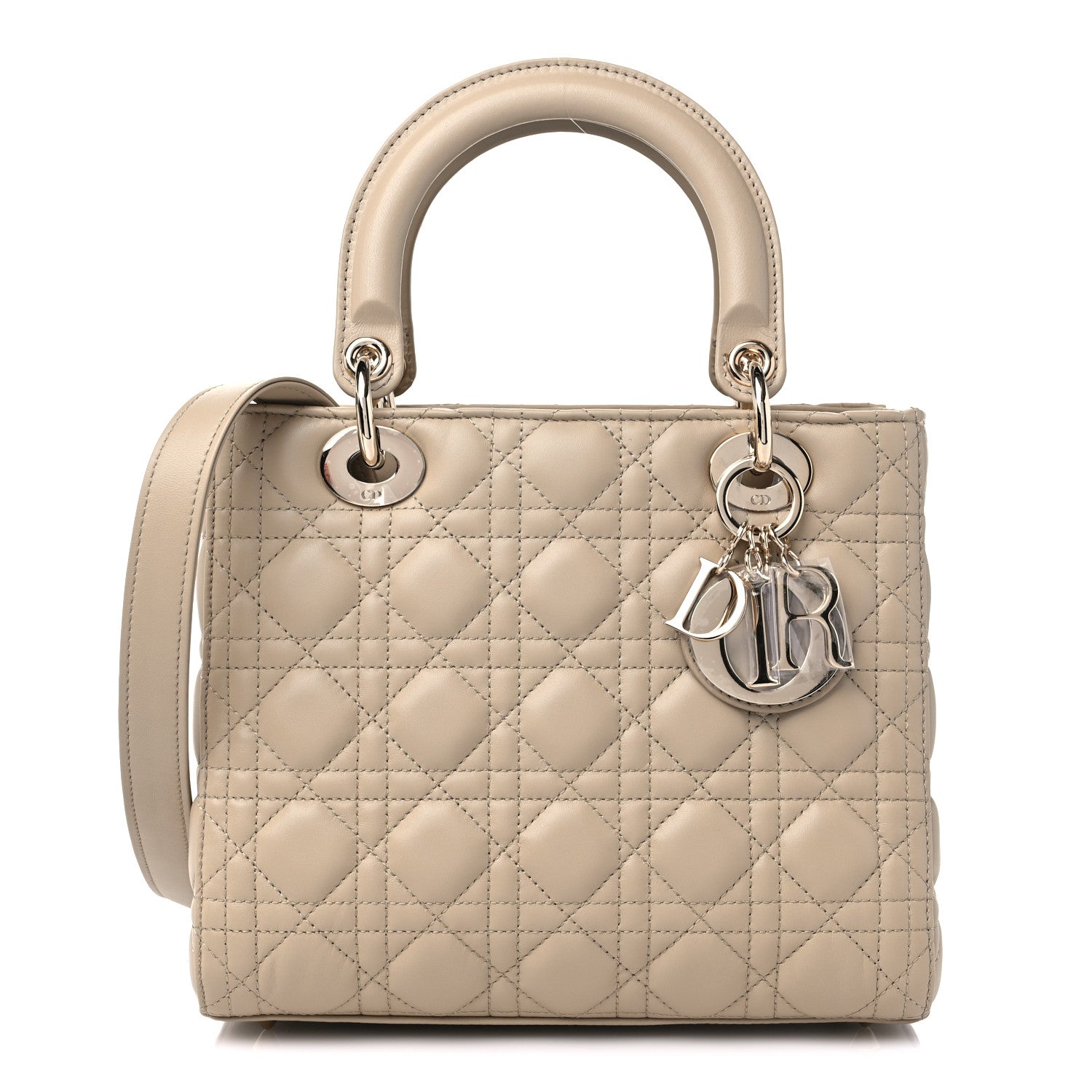 Christian Dior Lambskin Cannage Medium Lady Dior Beige 1 of 9