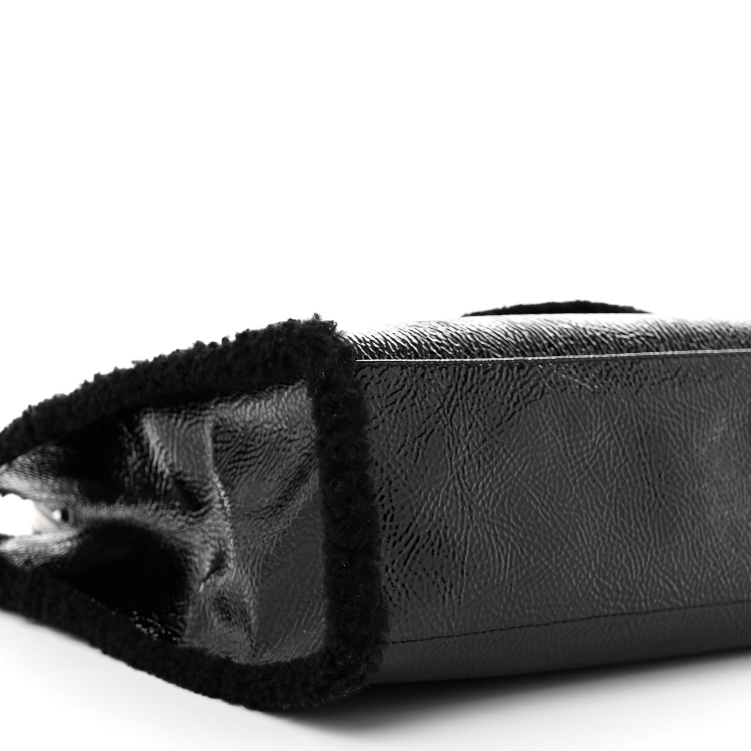 Telfar X UGG Crinkle Patent Shearling Medium Shopping Bag Black 8 of 10