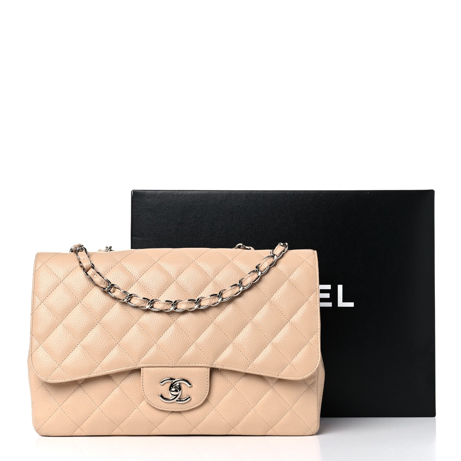 Chanel Caviar Quilted Jumbo Single Flap Beige Clair 22 of 22
