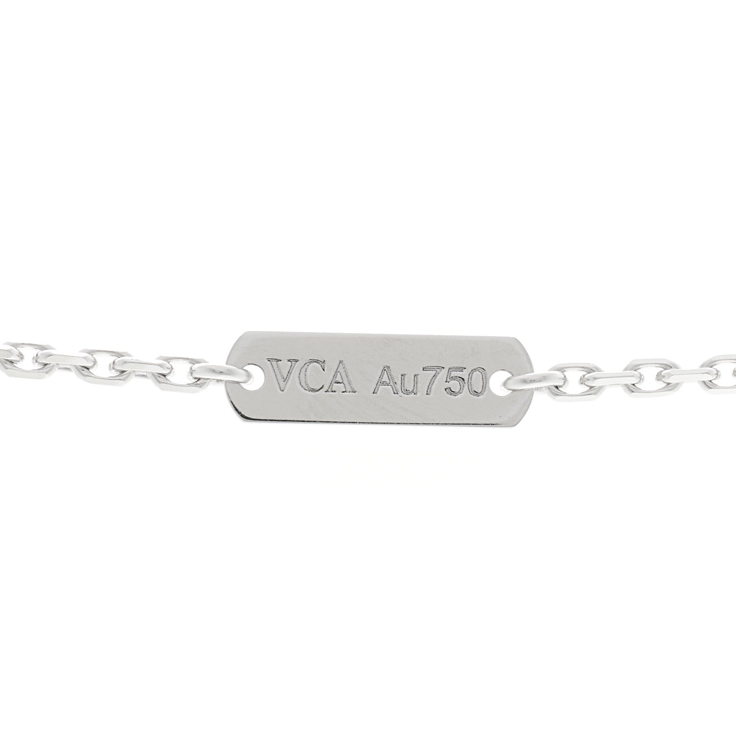 Van Cleef & Arpels 18k White Gold Chalcedony Vintage Alhambra Pendant Necklace 5 of 5