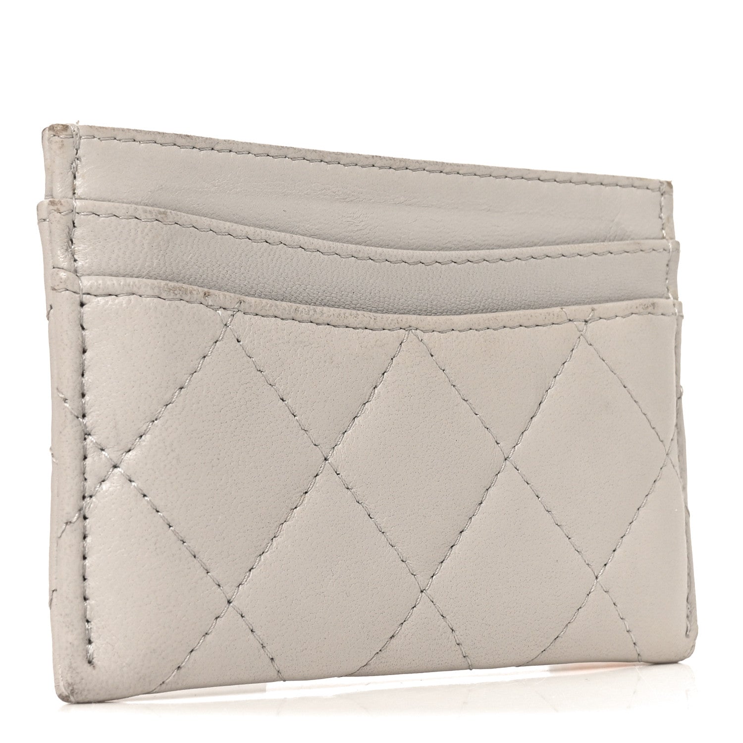 Chanel Lambskin Quilted Card Holder Grey 3 of 10