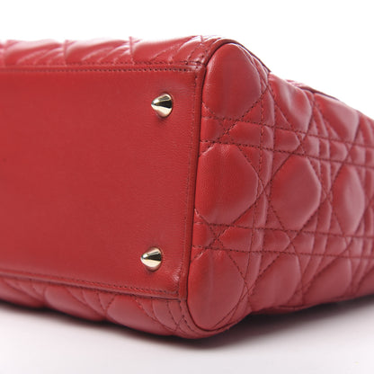 Christian Dior Lambskin Cannage Medium Lady Dior Red 10 of 12