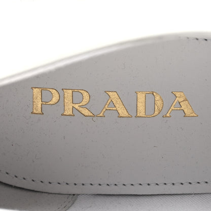 Prada Spazzolato Metal Triangle Logo 50mm Loafers 39.5 White 7 of 10