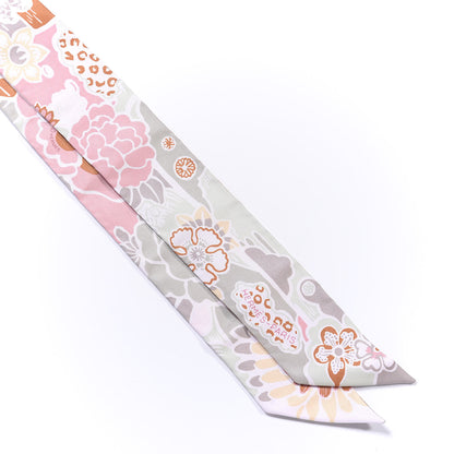 Hermes Silk Bingata Twilly Vieux Rose Vert De 2 of 4