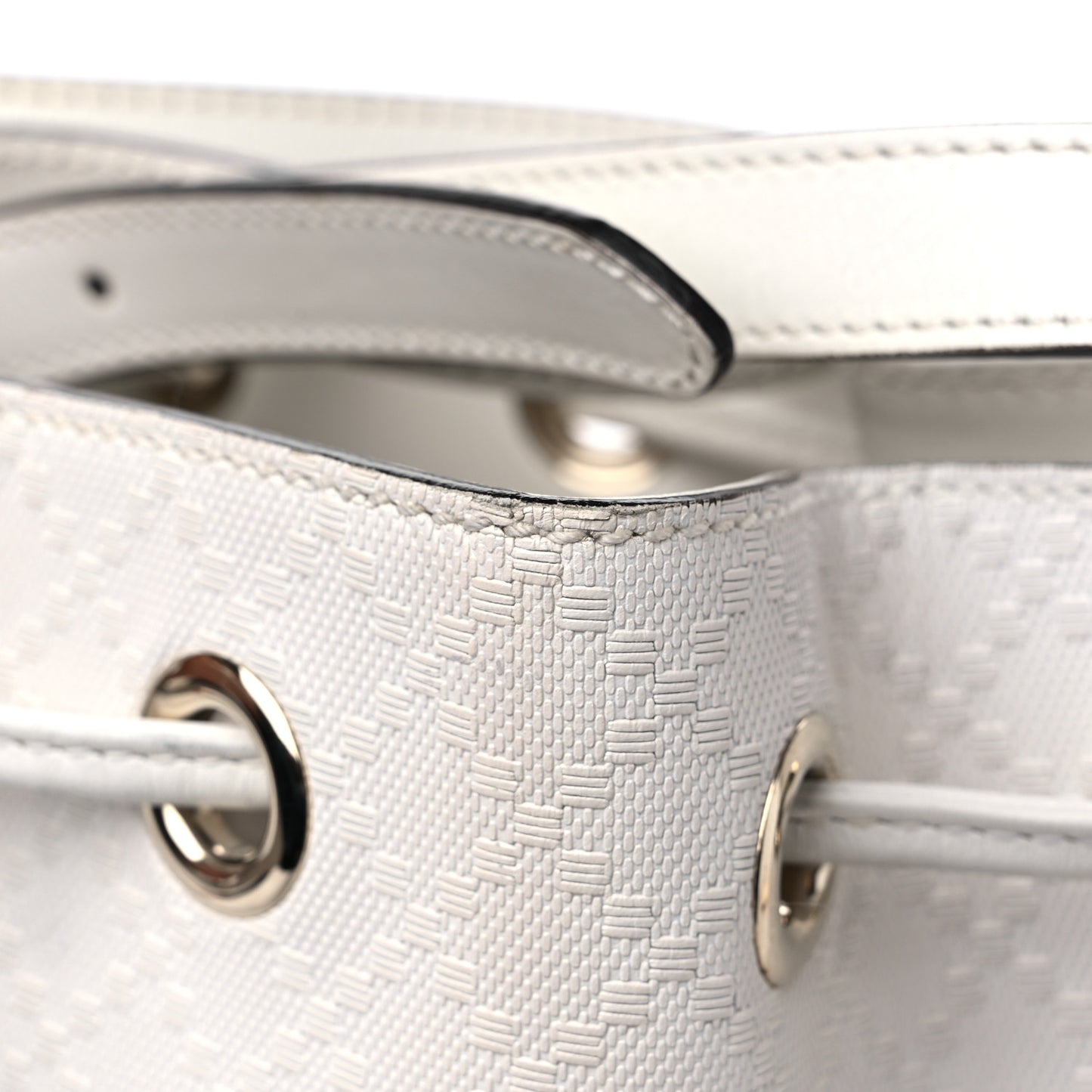 Hilary Lux Bright Diamante Small Bucket Bag Great White