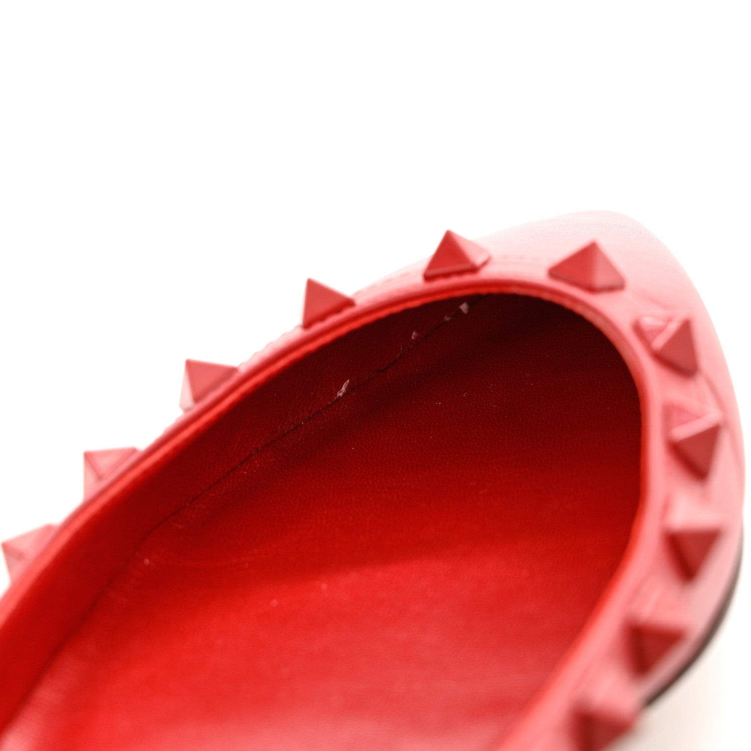 Valentino Garavani Calfskin Lacquered Monochrome Rockstud Ballerina Flats 37 Rosso Valentino 11 of 12