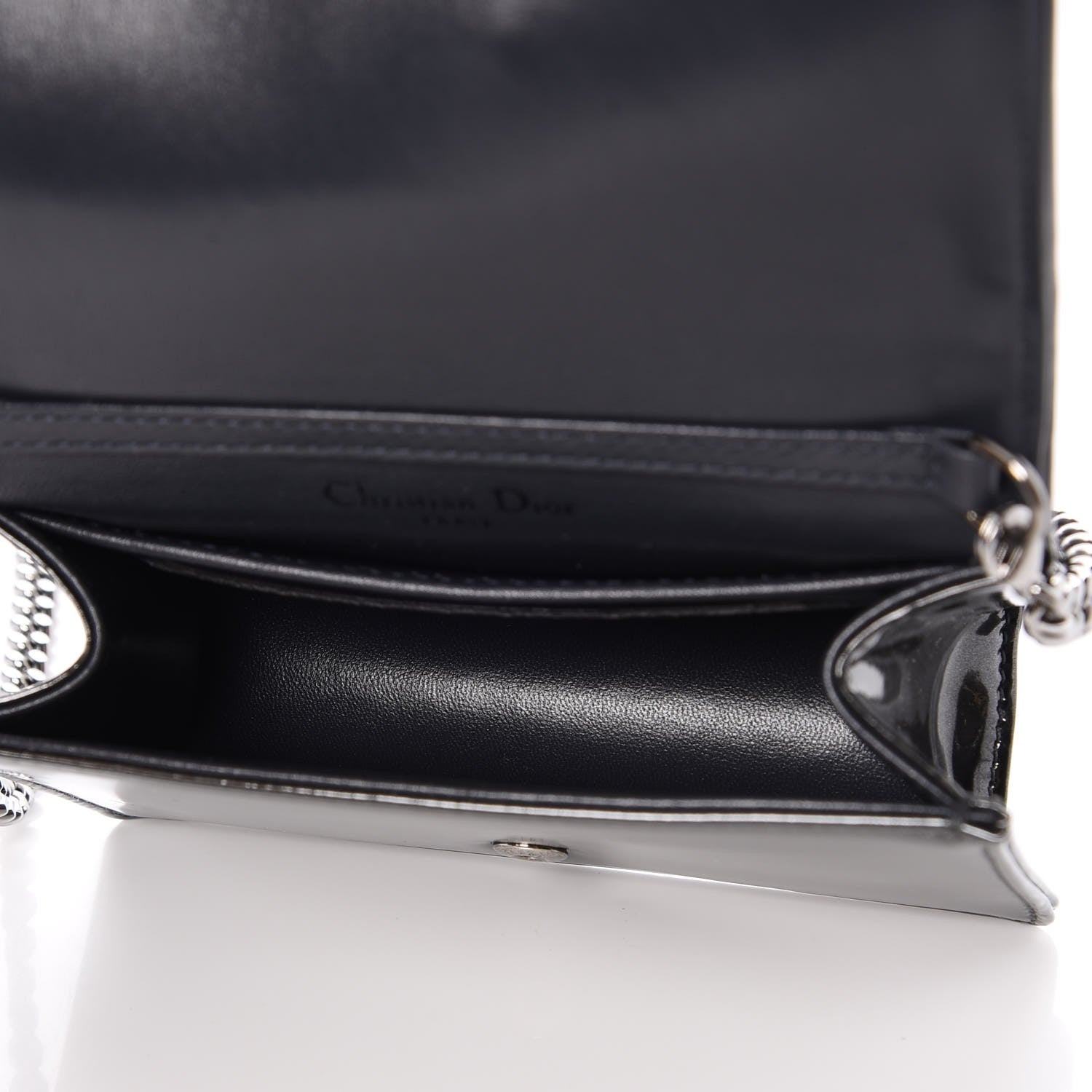 Christian Dior Metallic Patent Micro-Cannage Baby Diorama Flap Bag Onyx Black 5 of 8