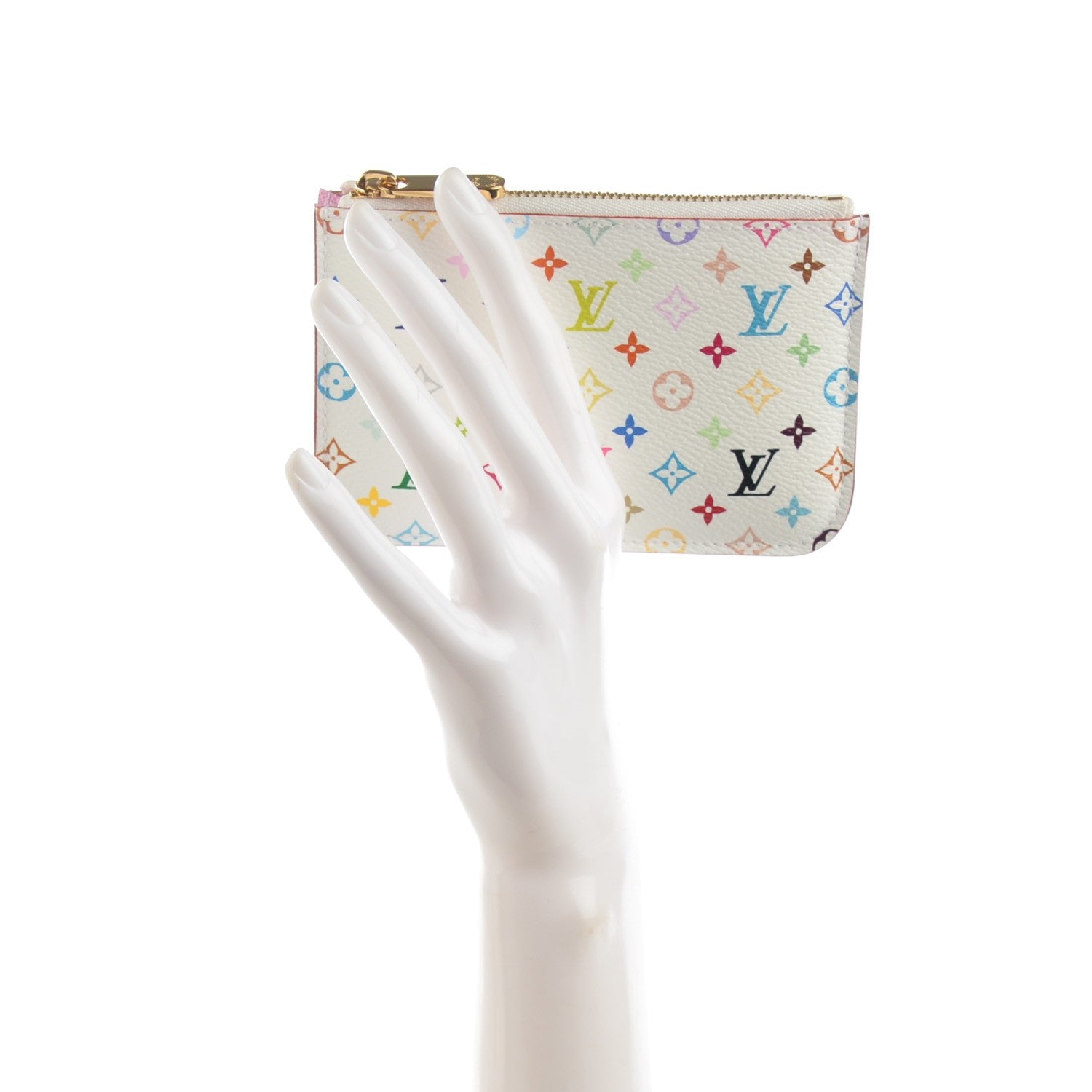 Louis Vuitton Monogram Multicolor Key Pouch White Litchi 2 of 7