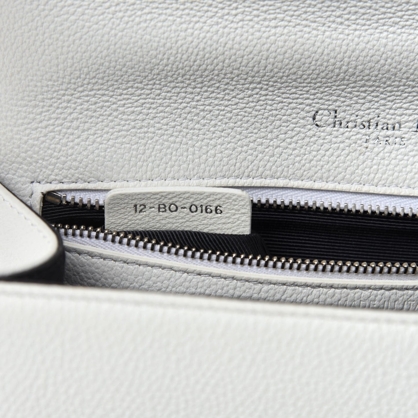Grained Calfskin Small Diorama Flap Bag White