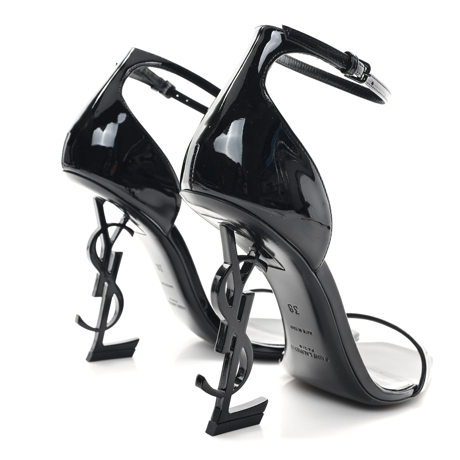 Saint Laurent Patent Calfskin Opyum 110 Sandals 38 Black 5 of 10