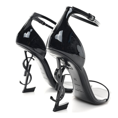Saint Laurent Patent Calfskin Opyum 110 Sandals 38 Black 5 of 10