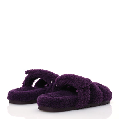 Hermes Woolskin Womens Chypre Sandals 39 Violet Fonce 4 of 8