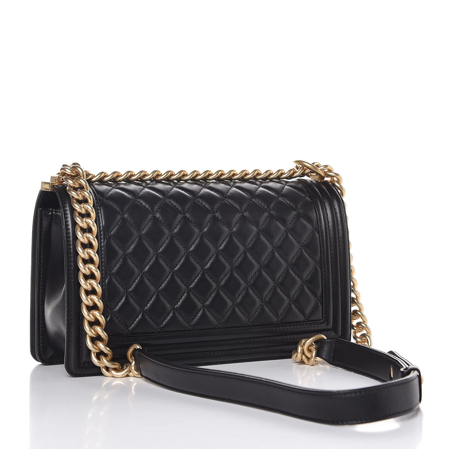 Lambskin Quilted Medium Boy Flap Black