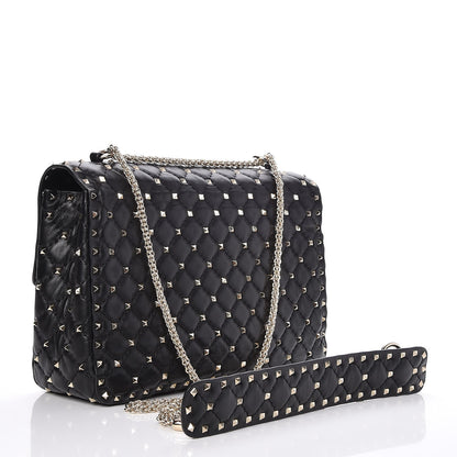 Valentino Garavani Lambskin Large Rockstud Spike Shoulder Bag Black 4 of 8