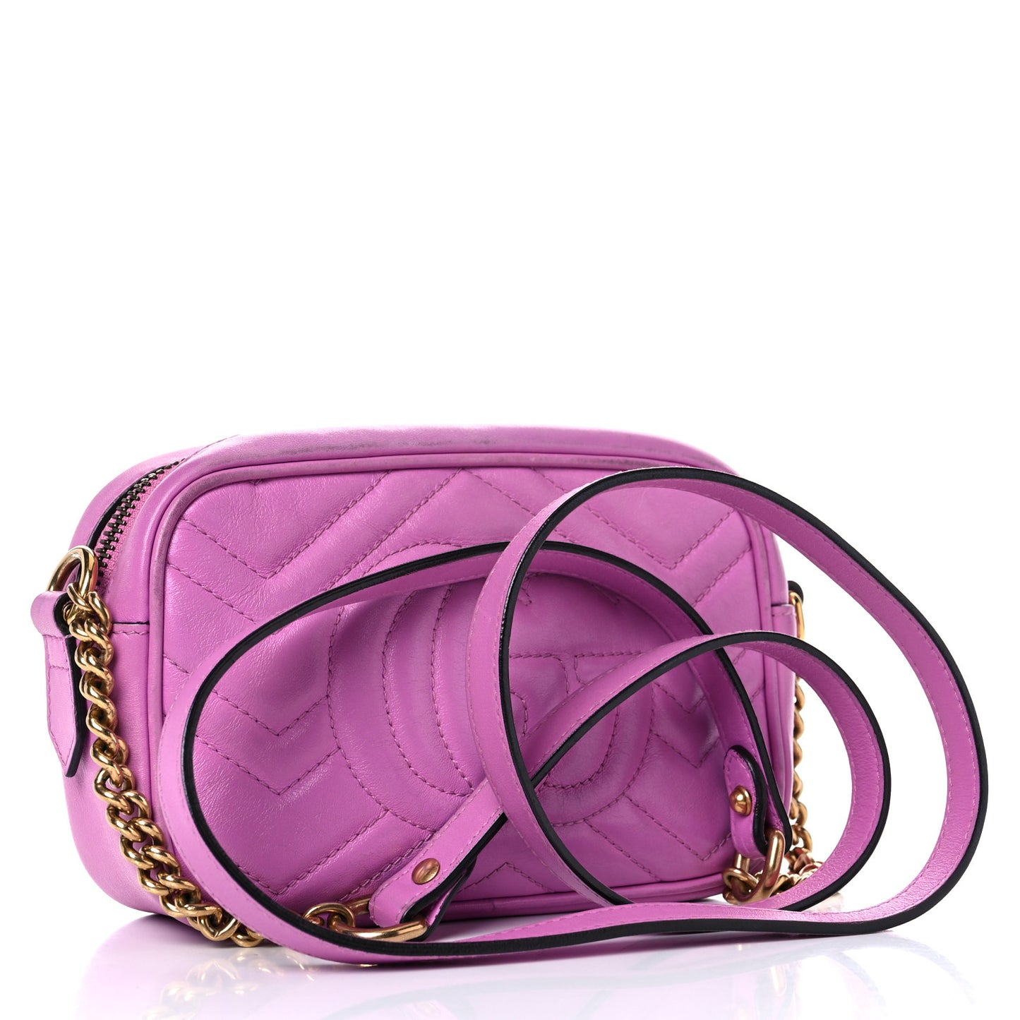 Calfskin Matelasse Mini GG Marmont Chain Shoulder Bag Candy Mousse