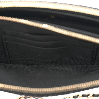 Chanel Lurex Straw Small Deauville Clutch With Chain Blue 6 of 14