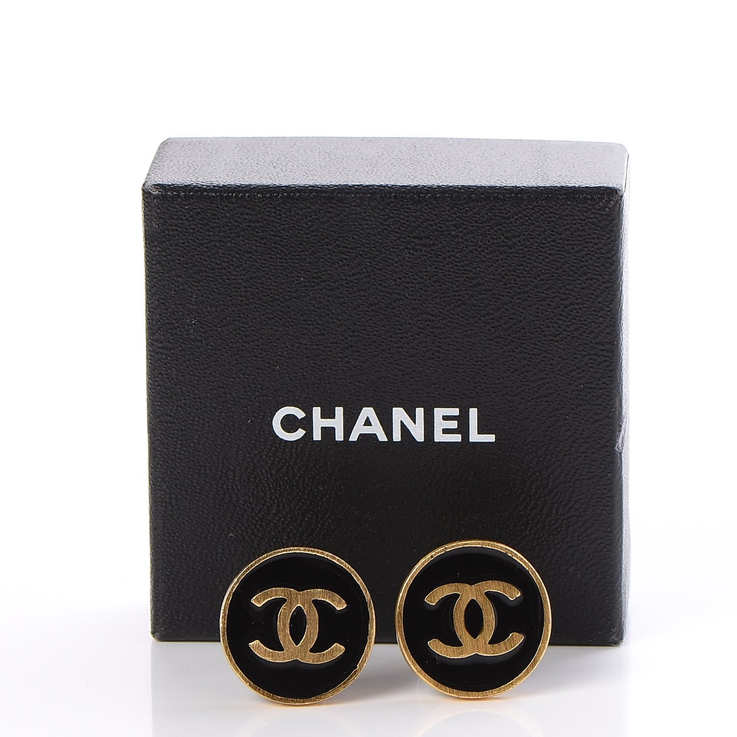 Chanel Enamel CC Clip On Earrings Black Gold 5 of 5