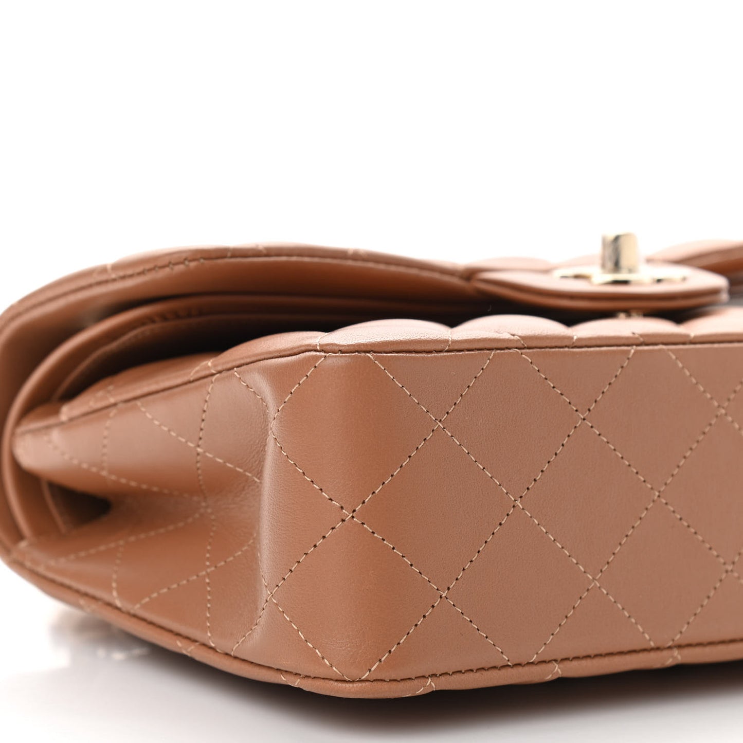 Lambskin Quilted Small Double Flap Brown