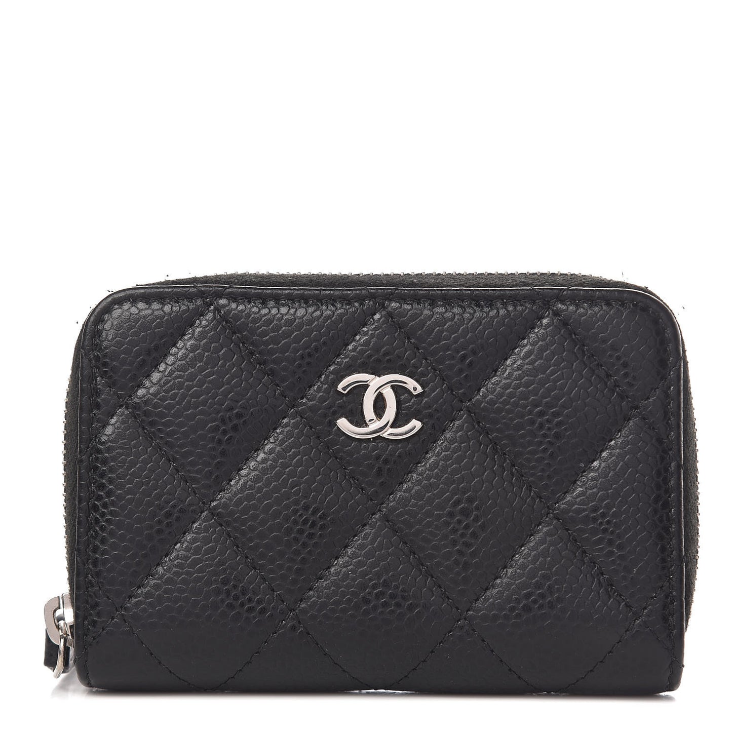 Caviar Quilted Zip Coin Purse Black
