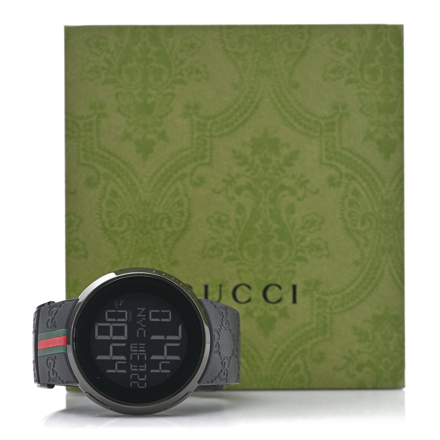Stainless Steel Rubber 45mm Digital I-Gucci Web Watch Black